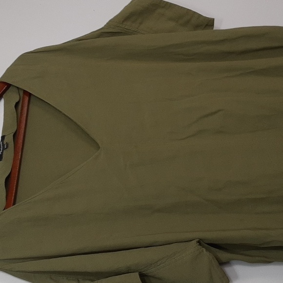 Madewell Desert Olive Green V-Neck Mini Shirt Dress - Picture 3 of 10